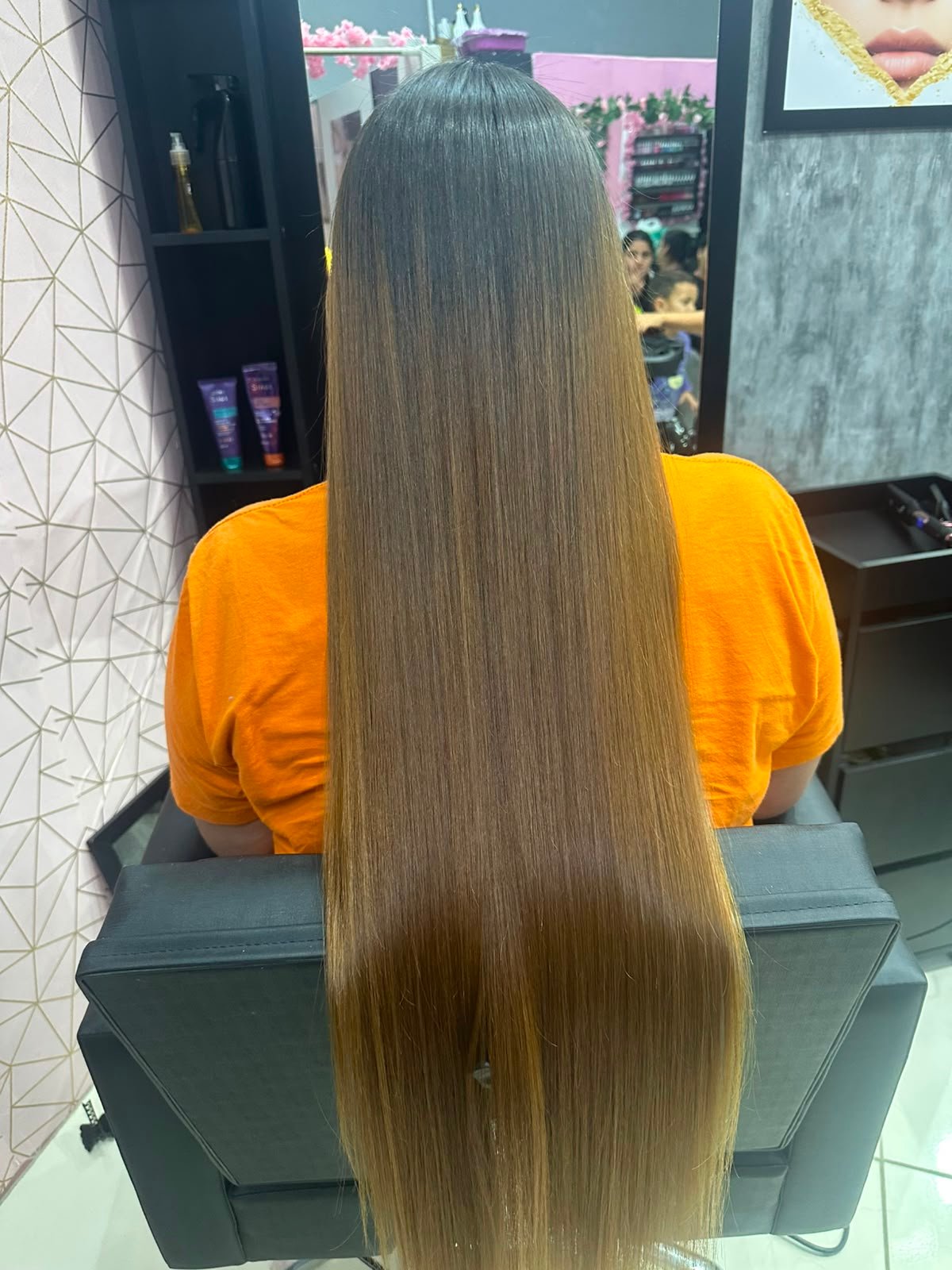 Resultado de cabelo longo, liso e com brilho